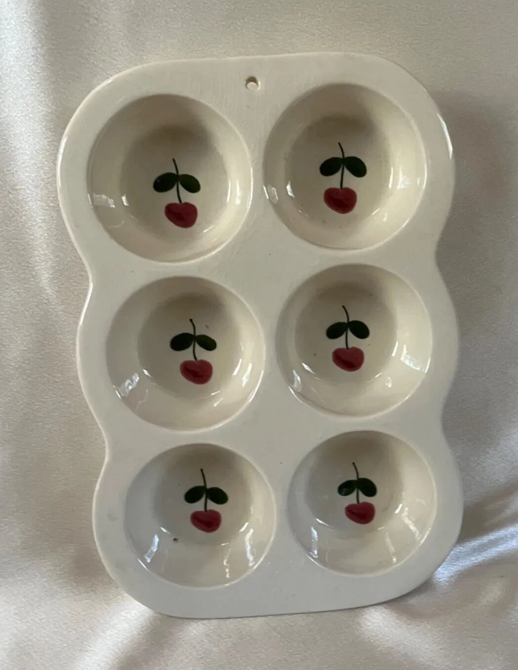 Hartstone Pottery Muffin Pan Cherry/Apple Design 11”L 7.5”W 1.5”T Vintage 1982