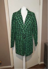 I Saw It First Neon Green Black Dogtooth Pattern Longline Blazer Jacket Shacket