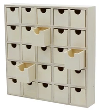 25 Drawer Wooden Advent Calendar, DIY Unfinished Storage Box, Ready to Decorate
