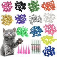 100pcs Cat Nail Caps/Tips Pet Cat Kitty Soft Claws Covers Control Paws of XS