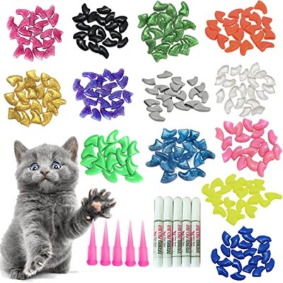  100pcs Cat Nail Caps/Tips Pet Cat Kitty Soft Claws Covers Control Paws of XS