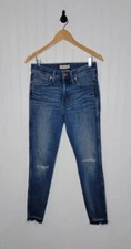 Madewell 9" High Rise Skinny Jeans Women's Size 28 Blue Distressed Frayed Hem