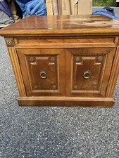 Real Wood Square End Table 28” x 28” x 23” With Swing Doors: Needs TLC