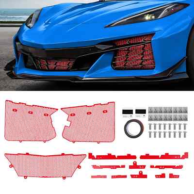 3pcs Front Radiators Grille Set Red for Chevrolet Corvette C8 Z06 E-RAY 2023+ XE