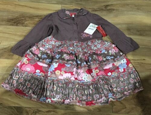 Little Girl’s Room Seven /oilily LikeDress NWT $167.95 Size 6 Brown Floral Print - Afbeelding 1 van 12