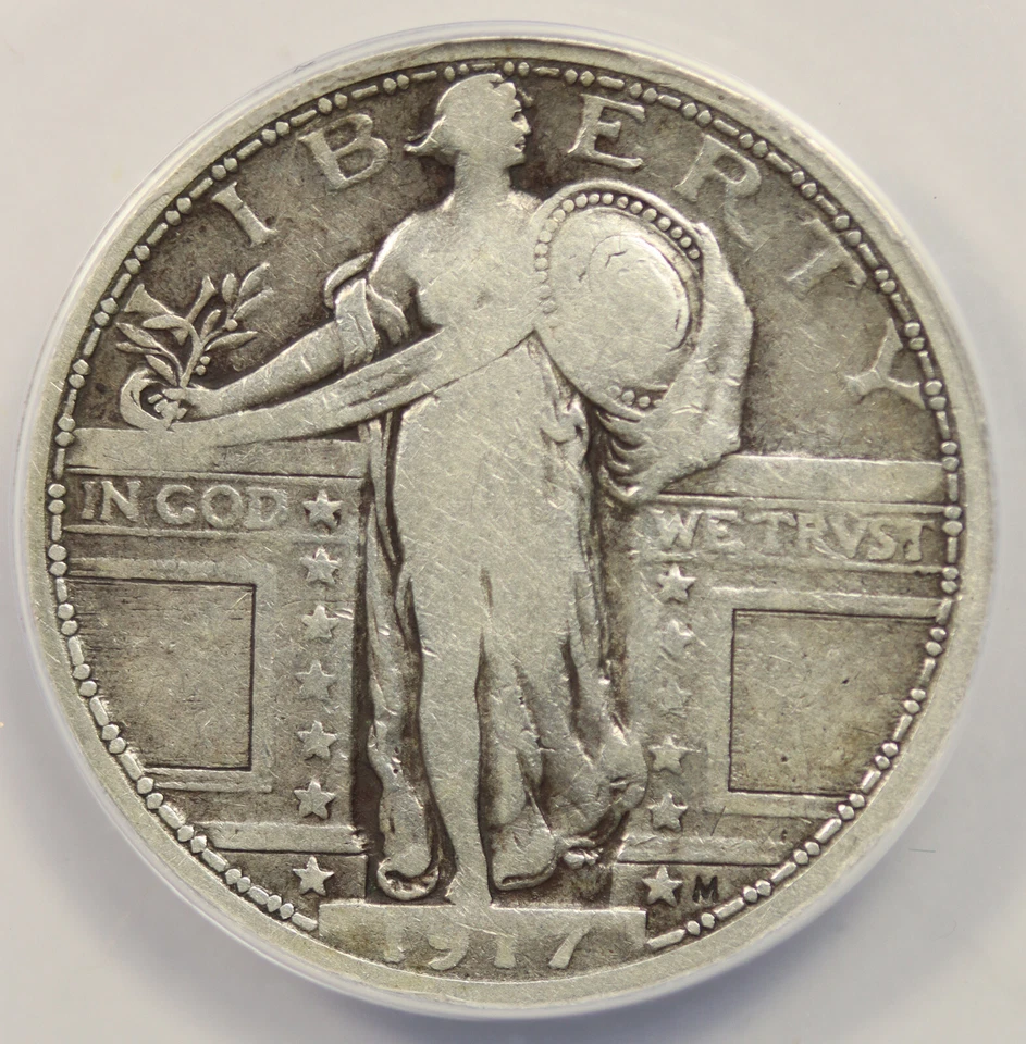 1917 Variety 1 Standing Liberty Quarter 25C Fine F 15 ANACS - Image 3 of 4