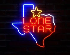 Texas Lone Star Neon Sign 17"x14" Light Lamp Artwork Beer Bar Display Space LS