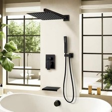 Double Handle 3-Spray Tub and Shower Faucet Shower Combo 12 in. Shower Head 2.5