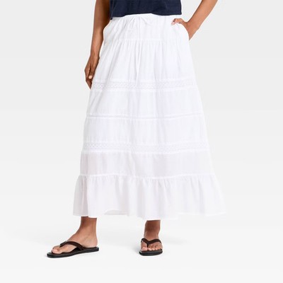 Women Lace Maxi Full Skirt - Universal Thread White L