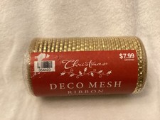 Deco Mesh Ribbon  Gold Hobby Lobby  5.5  x 30 feet  Holiday  Sealed