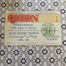 Queen Orig. Concert Ticket And Stub Budapest Hungary Népstadion 27. Jul. 1986.