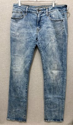 American Eagle Extreme Flex4 Mens Size 34x34 Acid Wash Straight Denim Blue Jeans