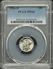 1934 D Mercury Dime PCGS MS-64