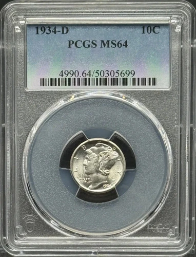 1934 D Mercury Dime PCGS MS-64