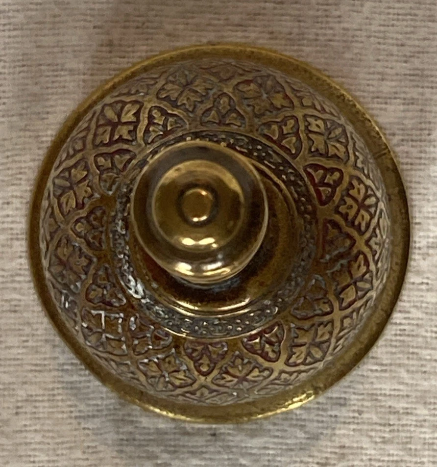 Small Vintage Indian Brass Bell With Enamel Detail - Image 2 of 3