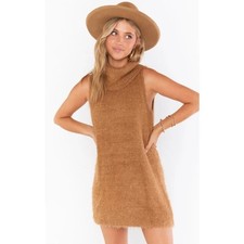 Show Me Your Mumu Sweater Dress Fauna Tan XS Knit Turtleneck Sleeveless