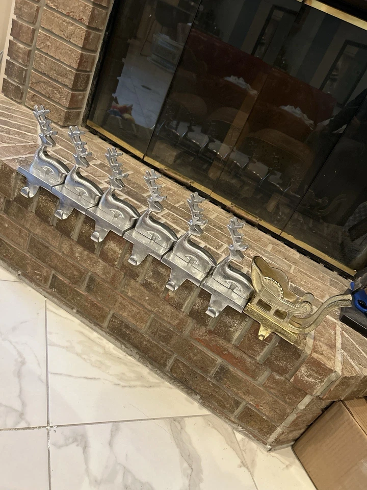 Juego de 7 ganchos de abrigo soporte para medias trineo dorado reno plata cajón y barril Foto 2 de 4