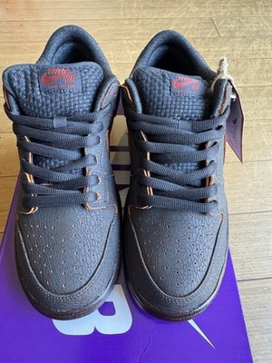 Nike SB Dunk Low Pro PRM Skate Shoes Gray Campfire Orange US 9.5 M