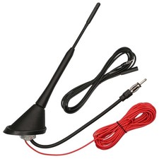 Auto Radio Kurz Stab Dach Antenne 18cm Fuß 5m Strom + Antennen Kabel Verstärker