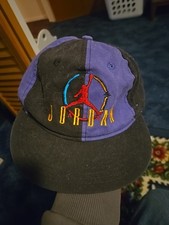 Vintage 90s Nike Air Jordan Hat Jump Man Snapback Hat - Pinwheel - NICE 