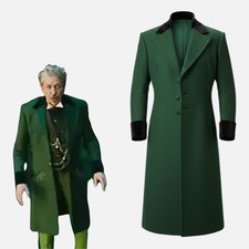 Jeff Goldblum Wicked Inspired Green Wool Long Coat with Velvet Cuffs XXS-5XL