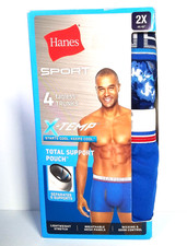 Hanes  X-Temp  Sport Men's 4-Pack Trunks 2XL Total Support Pouch, Cool New