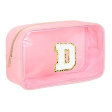 Borsa Trucco Iniziale, Rosa Trasparente Borsa Cosmetica Astuccio Organizzatore Toilette, Lettera D