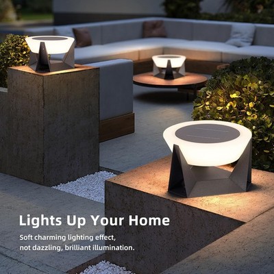 Solar Post Lights, 11'' Modern Post Light Dusk to Dawn Outdoor Column Cap Light W