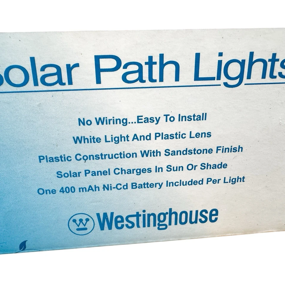 NUEVO Juego de 2 luces solares de camino de imitación de piedra blanca luz cuadrada Westinghouse NOS Foto 3 de 4