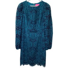 NWT LILLY PULITZER Georgi Dress Valencia Teal Two Tone Lace Women's Size 10
