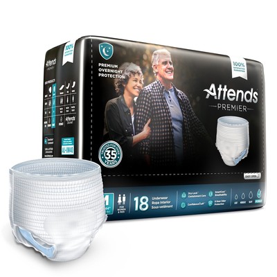 Attends Disposable Underwear Medium Overnight 72 Ct