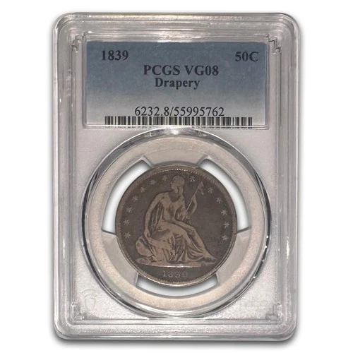1839 Liberty Seated Half Dollar VG-8 PCGS