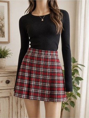 Royal Park Uniforms Red Plaid Pleated School Uniform Skirt USA 18H