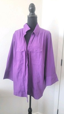 Cato Lightweight Womens Purple Button Down Shirt  22/24W Never Worn Nwot 
