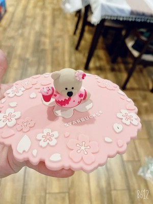 Starbucks bear sakura pink flower coffee & tea advertising sign collectible lid