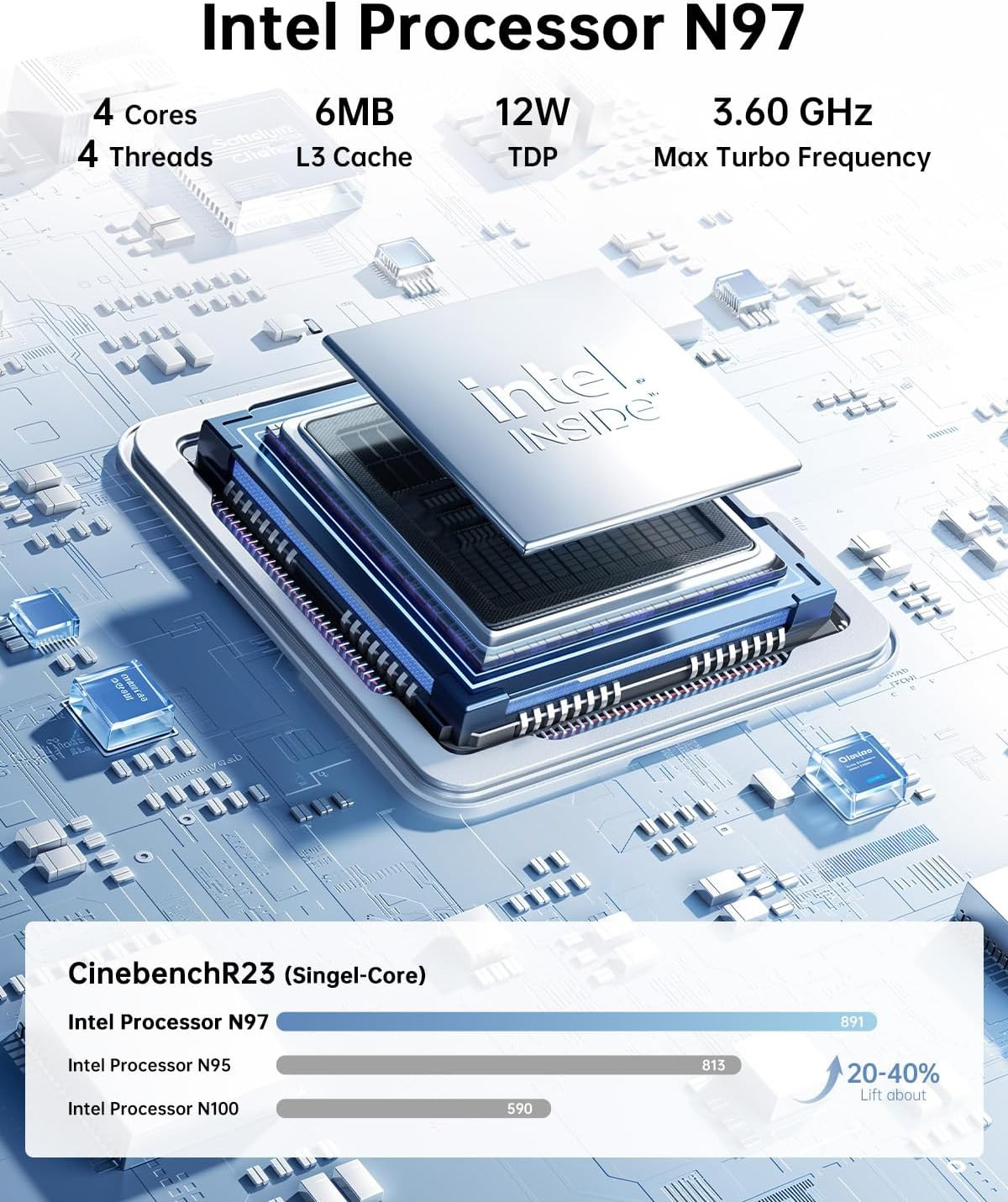 KAMRUI Essenx E2 Mini PC 16GB RAM 512GB SSD Dual 4K Output Alder Lake N97