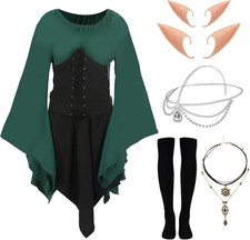 6-PC XL Medieval Fairy Elf Renaissance Victorian Costume Halloween Cosplay LARP