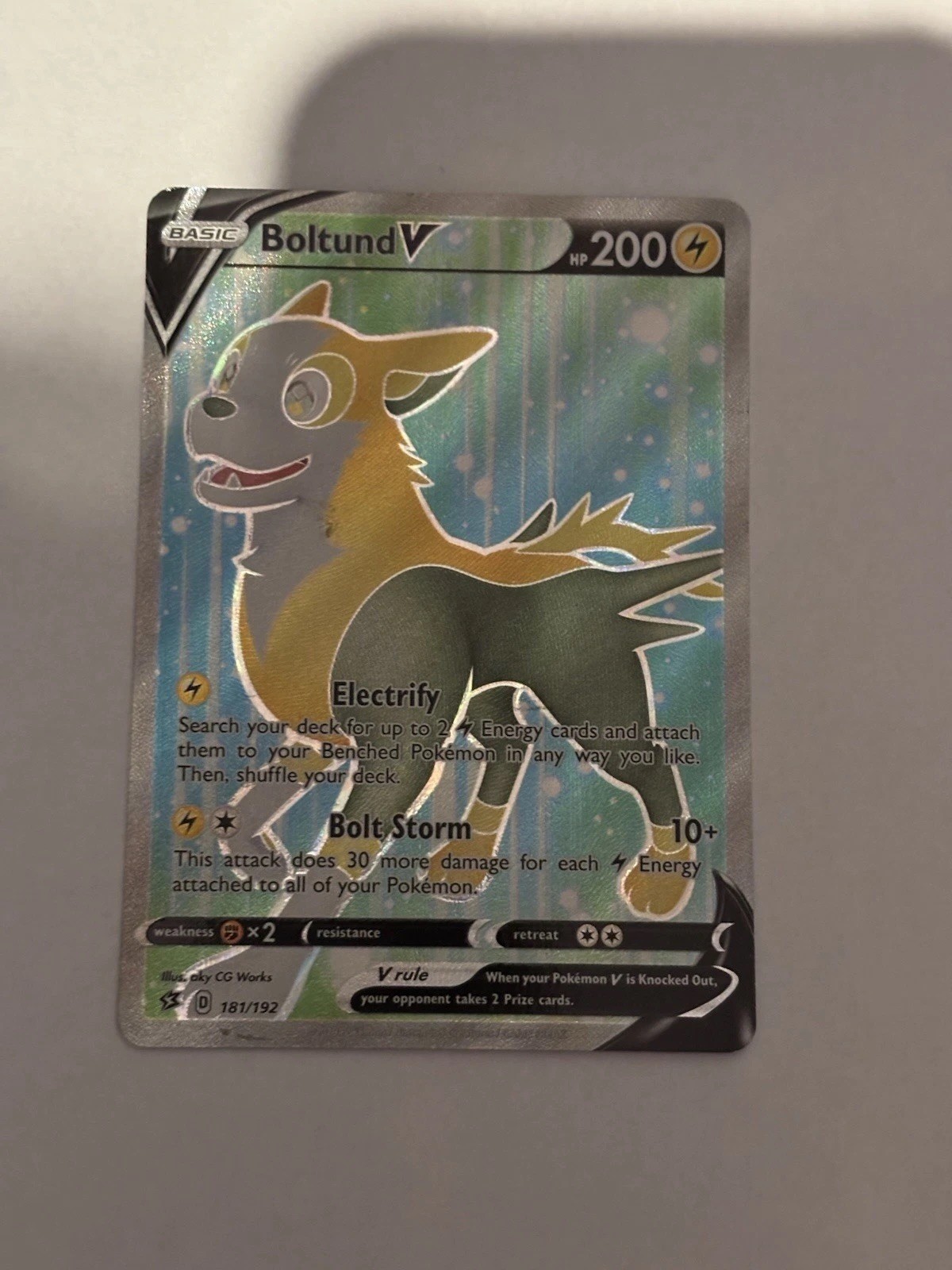 Pokémon TCG Boltund v Full Art Holo Card 181/192 SWSH02: Rebel Clash