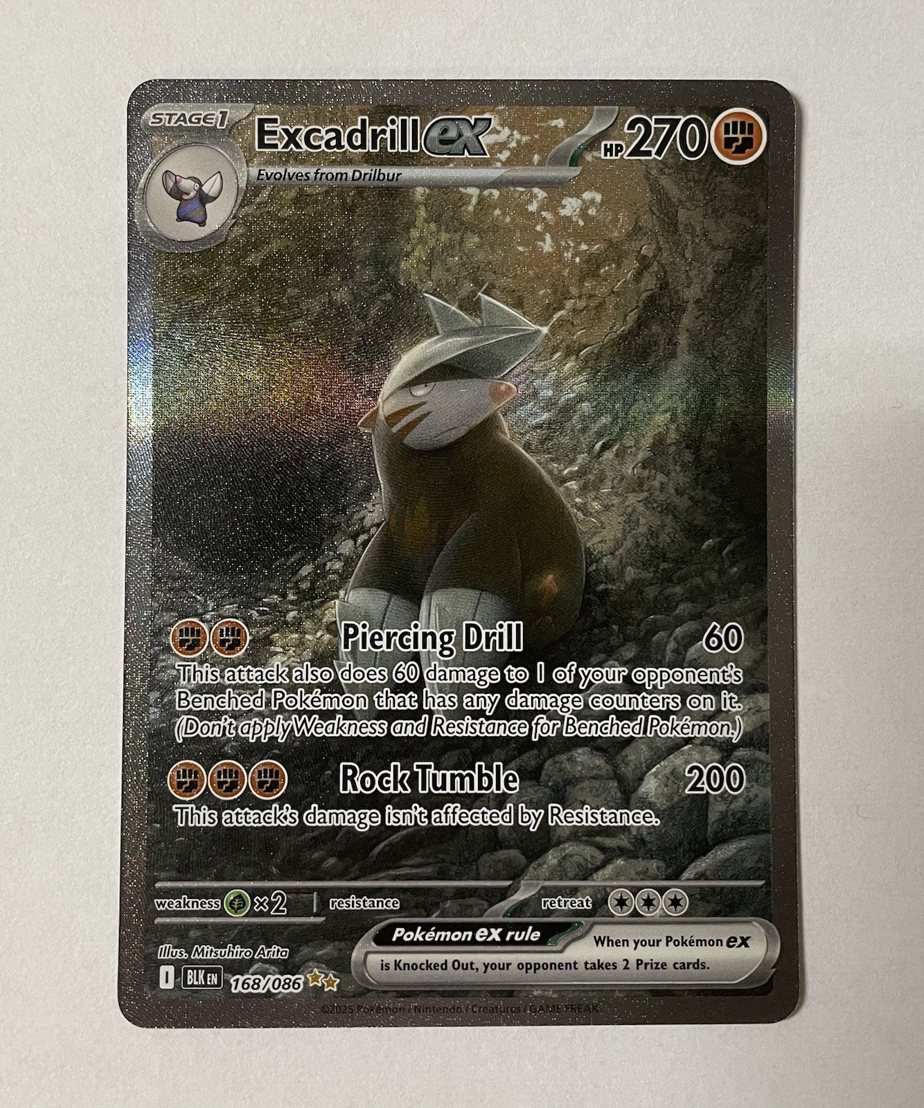 Excadrill ex 168/086 Special Illustration Rare SV: Black Bolt Pokemon