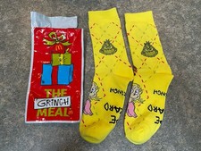 2025 McDONALD'S Grinch Socks Christmas Adult Happy Meal Yellow Socks
