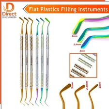 Set of 3 Dental Flat Plastic Filling Instruments Composite Gold Tips Restoration
