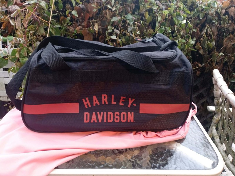Harley-Davidson® Rust Orange #1 Logo Sports Duffel Bag Shoulder Strap Black NWOT