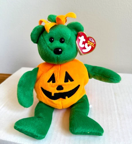 Vintage TY Beanie Babies 2002 Halloween TRICKY Pumpkin Bear 🎃 ~ New!