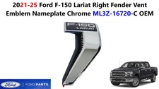 2021-25 Ford F150 Lariat Right Fender Vent Emblem Nameplate Chrome ML3Z-16720-C