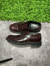 PRADA Brogues Burgundy Leather Commando Sole Made in England Derby Oxford UK 7.5