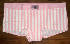 Victoria's Secret Bling Logo Boyshort Panties Pretty Blossom Pink Striped L NWT