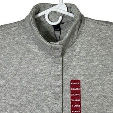 Eddie Bauer Women's XL Quilted Pullover Snap Neck Sweatshirt GreyBrand New