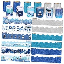 12 Rolls Classroom Border for Bulletin Board Sets, 394 ft Blue Style