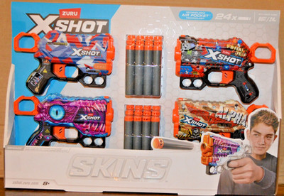 ZURU X-Shot Skins Dart Blaster Set 2023, 24 Darts, Age 8 + Years, X-Shot Skins