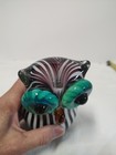 Murano Like Heavy Glass Black And White Striped Owl With Large Eyes  — photo 4